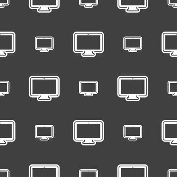 monitor icon sign. Seamless pattern on a gray background. illustration