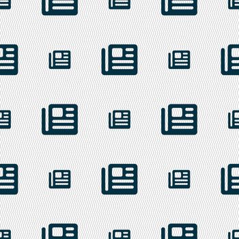 book, newspaper icon sign. Seamless pattern with geometric texture. illustration