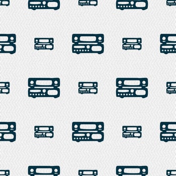 radio, receiver, amplifier icon sign. Seamless pattern with geometric texture. illustration