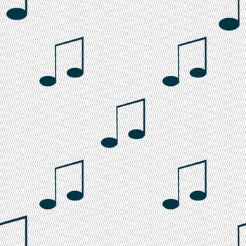 Music note sign icon. Musical symbol. Seamless abstract background with geometric shapes. illustration