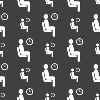 waiting icon sign. Seamless pattern on a gray background. illustration
