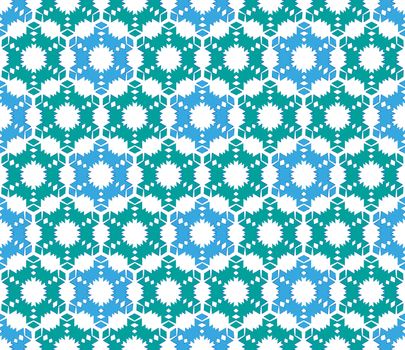 Christmas snowflake pattern on paper blue and Green