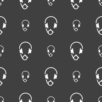 headsets icon sign. Seamless pattern on a gray background. illustration