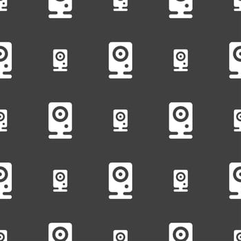 Web cam icon sign. Seamless pattern on a gray background. illustration