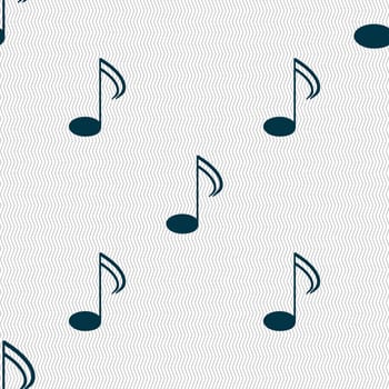 Music note sign icon. Musical symbol. Seamless abstract background with geometric shapes. illustration