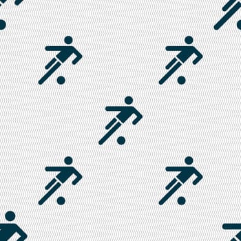 football player icon. Seamless abstract background with geometric shapes. illustration