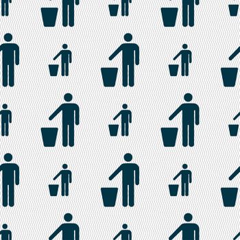 throw away the trash icon sign. Seamless pattern with geometric texture. illustration