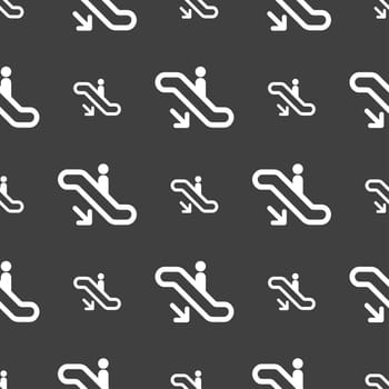 elevator, Escalator, Staircase icon sign. Seamless pattern on a gray background. illustration