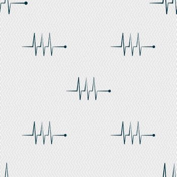 Cardiogram monitoring sign icon. Heart beats symbol. Seamless abstract background with geometric shapes. illustration