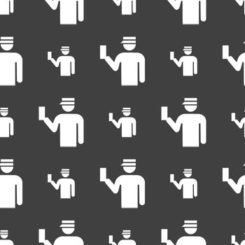 Inspector icon sign. Seamless pattern on a gray background. illustration