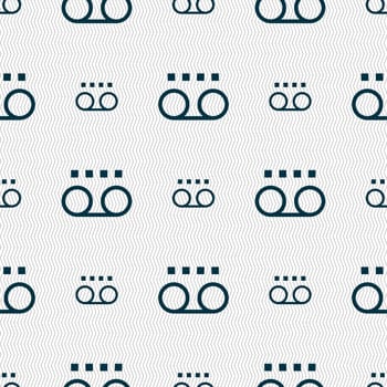 audio cassette icon sign. Seamless pattern with geometric texture. illustration