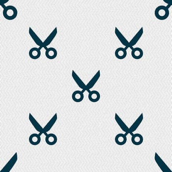 Scissors hairdresser sign icon. Tailor symbol. Seamless abstract background with geometric shapes. illustration