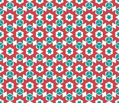 Christmas snowflake pattern on paper Red Green