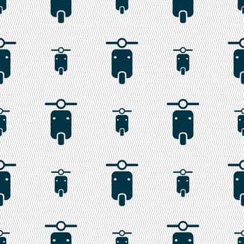 motorcycle icon sign. Seamless pattern with geometric texture. illustration