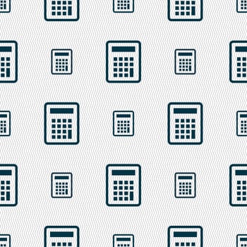 Calculator icon sign. Seamless pattern with geometric texture. illustration