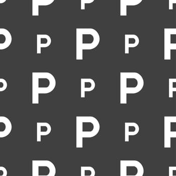 parking icon sign. Seamless pattern on a gray background. illustration