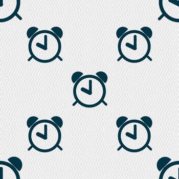 Alarm clock sign icon. Wake up alarm symbol. Seamless abstract background with geometric shapes. illustration