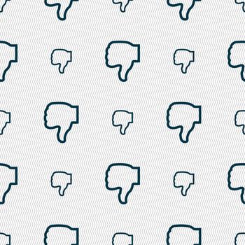 Dislike icon sign. Seamless pattern with geometric texture. illustration