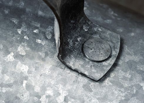 background or texture riveted metal handle for galvanized sheet