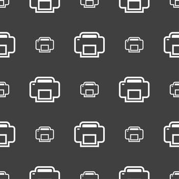 Printing icon sign. Seamless pattern on a gray background. illustration