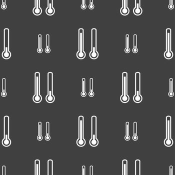 thermometer temperature icon sign. Seamless pan. Seamless pattern on a gray background. illustration