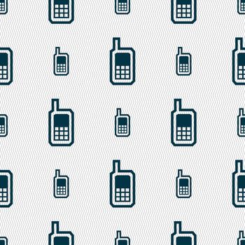 Mobile phone icon sign. Seamless pattern with geometric texture. illustration