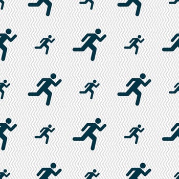 running man icon sign. Seamless pattern with geometric texture. illustration