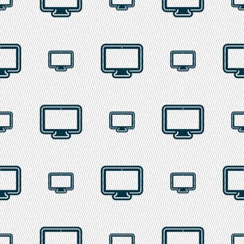 monitor icon sign. Seamless pattern with geometric texture. illustration