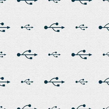 USB icon sign. Seamless pattern with geometric texture. illustration