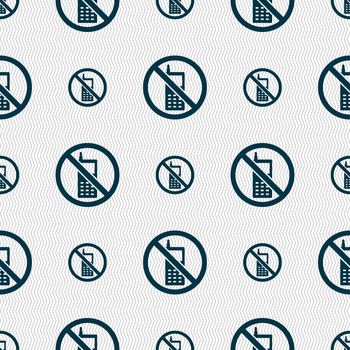 mobile phone is prohibited icon sign. Seamless pattern with geometric texture. illustration