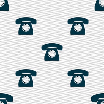 Retro telephone icon symbol. Seamless abstract background with geometric shapes. illustration