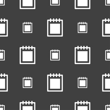 Notepad icon sign. Seamless pattern on a gray background. illustration