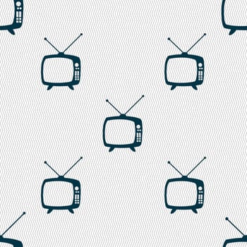 Retro TV mode sign icon. Television set symbol. Seamless abstract background with geometric shapes. illustration