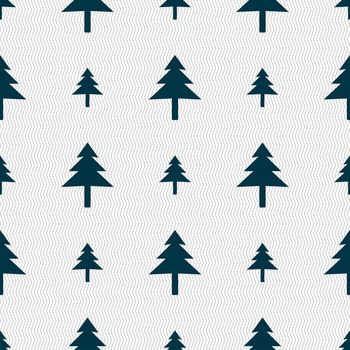 Christmas tree icon sign. Seamless pattern with geometric texture. illustration