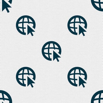 Internet sign icon. World wide web symbol. Cursor pointer. Seamless abstract background with geometric shapes. illustration