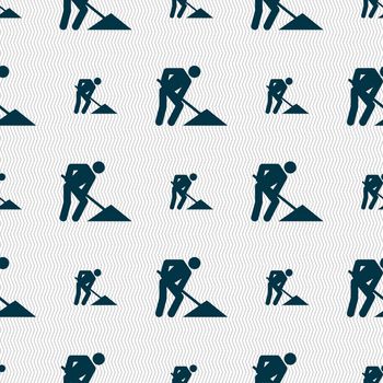 repair of road, construction work icon sign. Seamless pattern with geometric texture. illustration