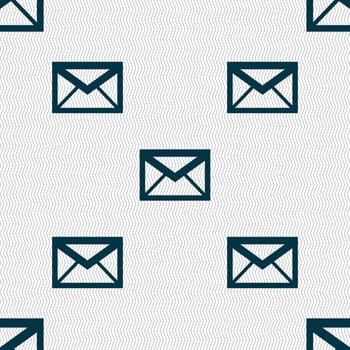 Mail icon. Envelope symbol. Message sign. navigation button. Seamless abstract background with geometric shapes. illustration