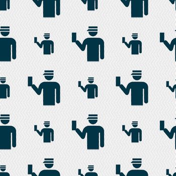 Inspector icon sign. Seamless pattern with geometric texture. illustration