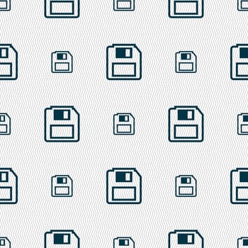 floppy disk icon sign. Seamless pattern with geometric texture. illustration