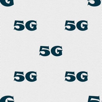 5G sign icon. Mobile telecommunications technology symbol. Seamless abstract background with geometric shapes. illustration