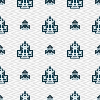 skyscraper icon sign. Seamless pattern with geometric texture. illustration