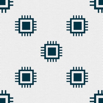 Central Processing Unit Icon. Technology scheme circle symbol. Seamless abstract background with geometric shapes. illustration