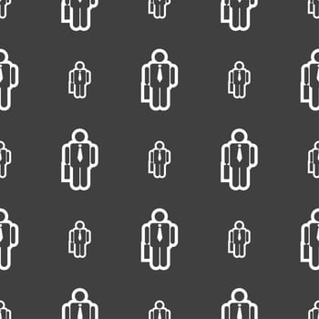 businessman icon sign. Seamless pattern on a gray background. illustration