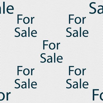 For sale sign icon. Real estate selling. Seamless abstract background with geometric shapes. illustration