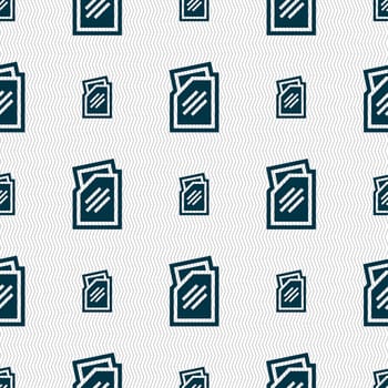 Text file icon sign. Seamless pattern with geometric texture. illustration