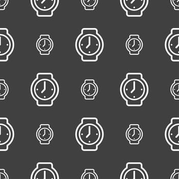 watches icon sign. Seamless pattern on a gray background. illustration