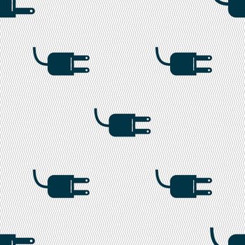 Electric plug sign icon. Power energy symbol. Seamless abstract background with geometric shapes. illustration