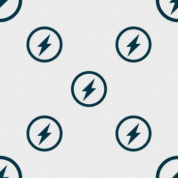 Photo flash sign icon. Lightning symbol. Seamless abstract background with geometric shapes. illustration