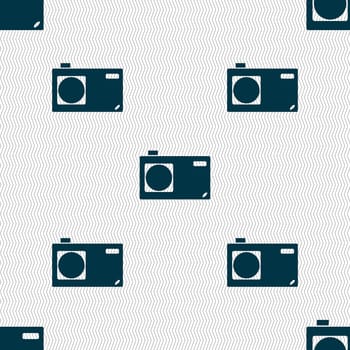 Photo camera sign icon. Digital symbol. Seamless abstract background with geometric shapes. illustration