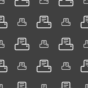 Printing icon sign. Seamless pattern on a gray background. illustration